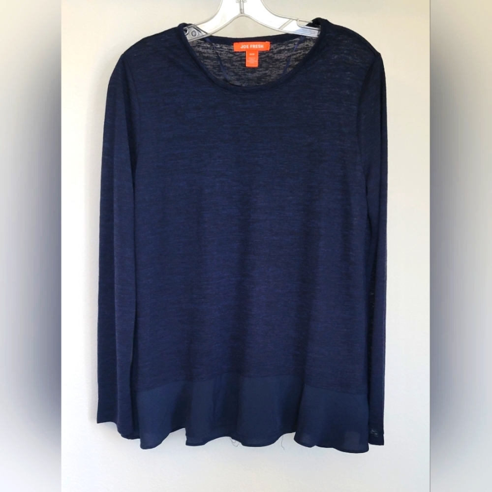 Women's Joe Fresh Navy Blue Ruffled Sweater Size M